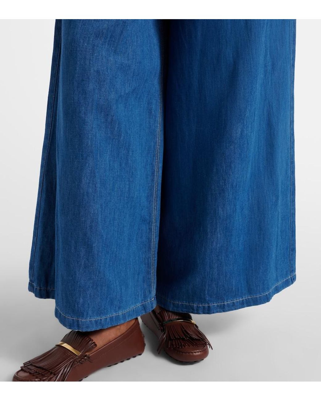 Max Mara Blue Nastro Cropped Wide-Leg Jeans