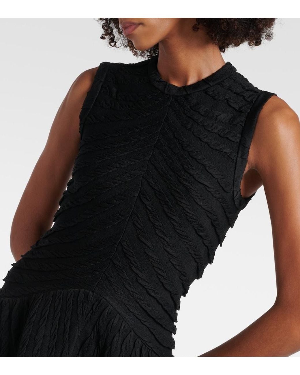Alaïa Black Gathered Midi Dress
