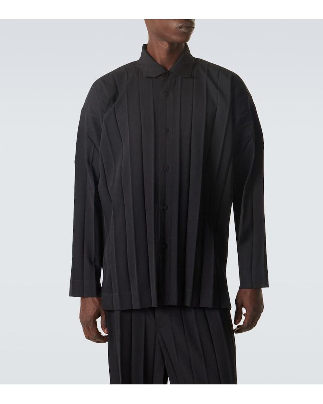 Homme Plissé Issey Miyake Black Edge Ensemble Pleated Shirt for men