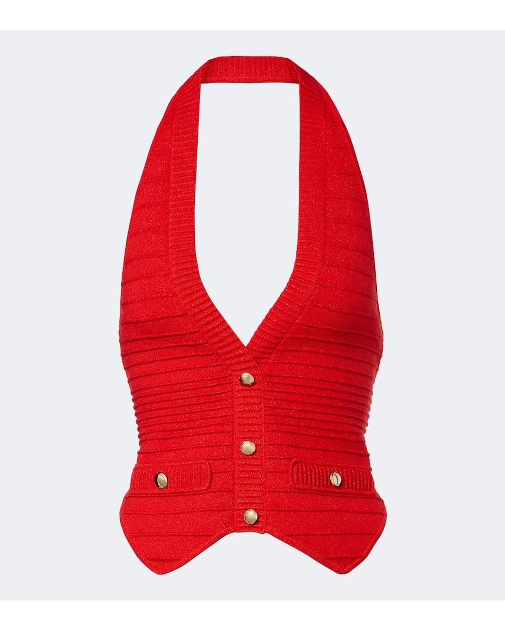 retroféte Red Tinsley Knitted Crop Top