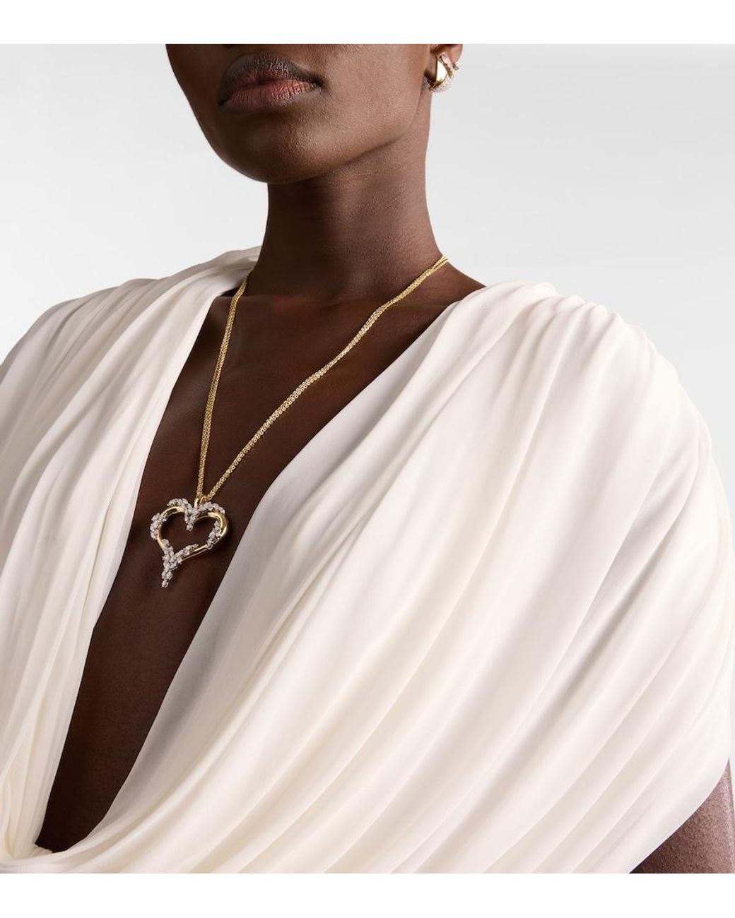 YEPREM White Golden Strada 18Kt And Necklace With Diamonds