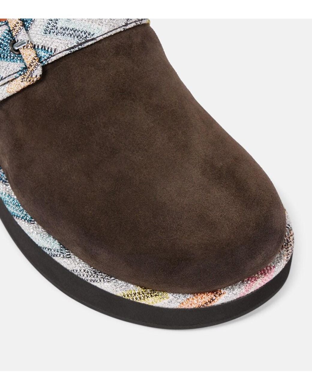 Missoni Brown Zigzag Suede Clogs