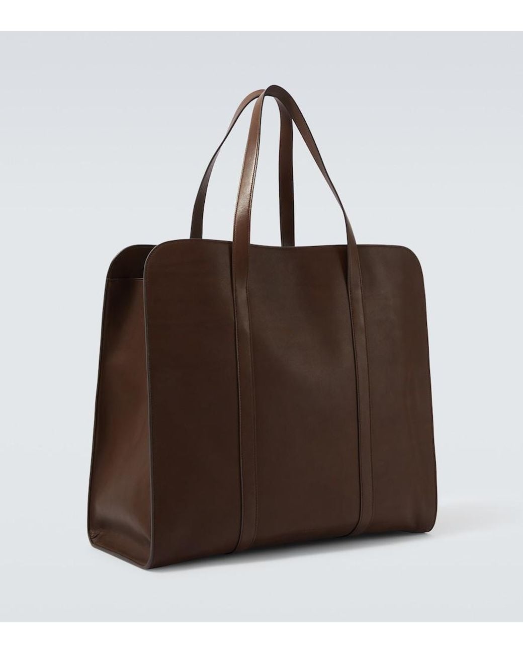 The Row Brown Ben Leather Tote Bag for men