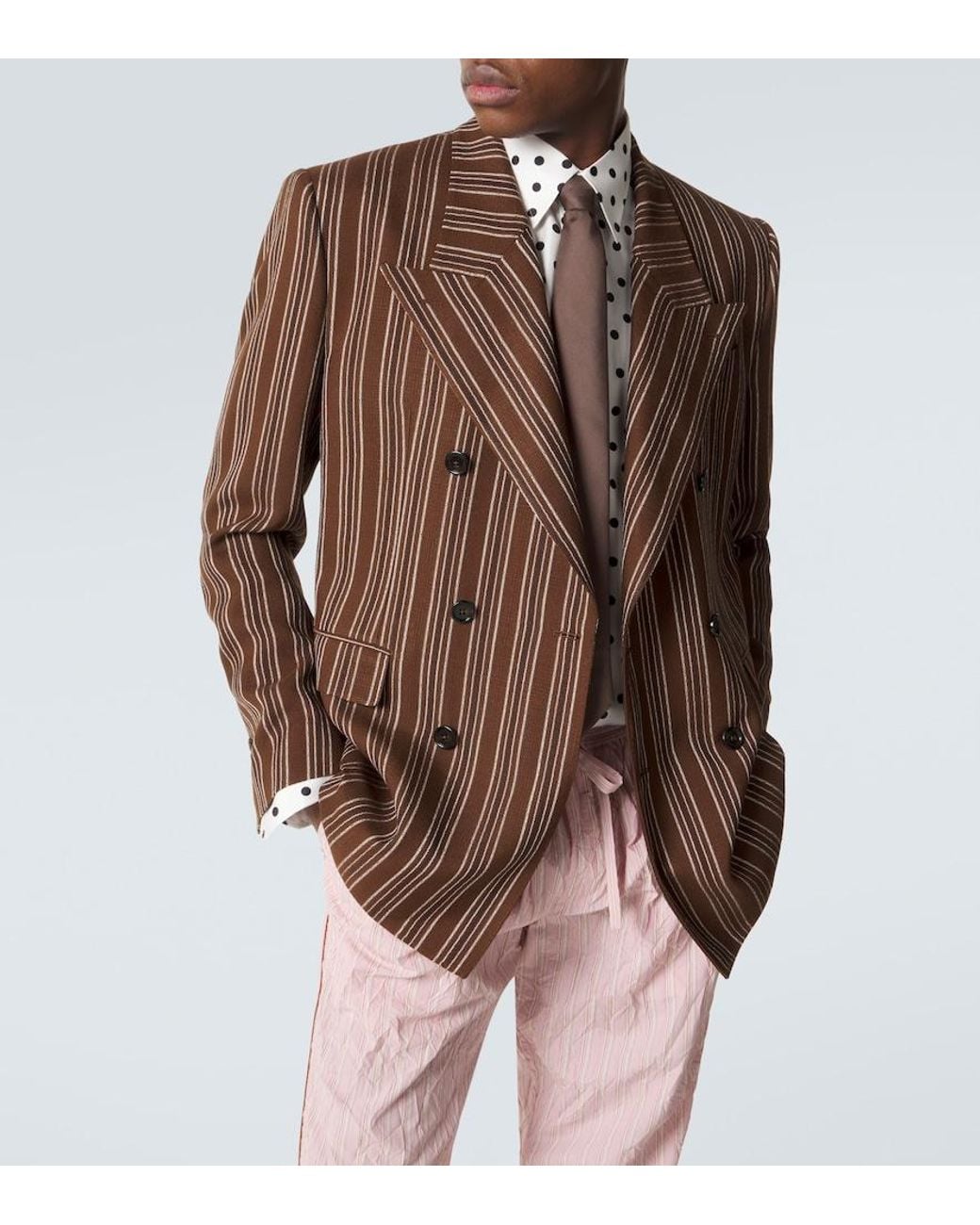 Dolce & Gabbana Brown Striped Blazer for men