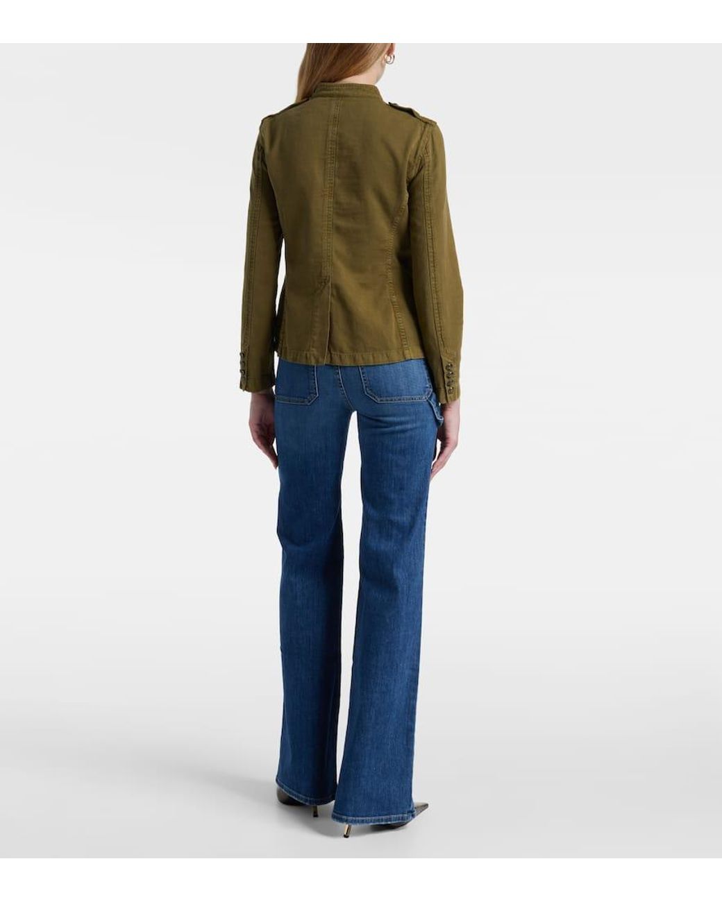 Nili Lotan Green Mona Cotton And Linen Jacket