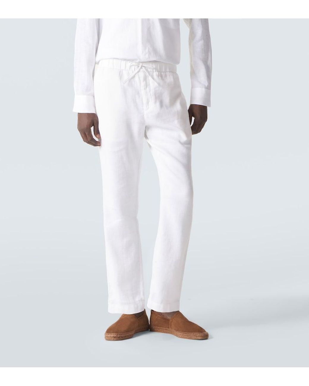 Frescobol Carioca White Oscar Straight Linen And Cotton Chinos for men