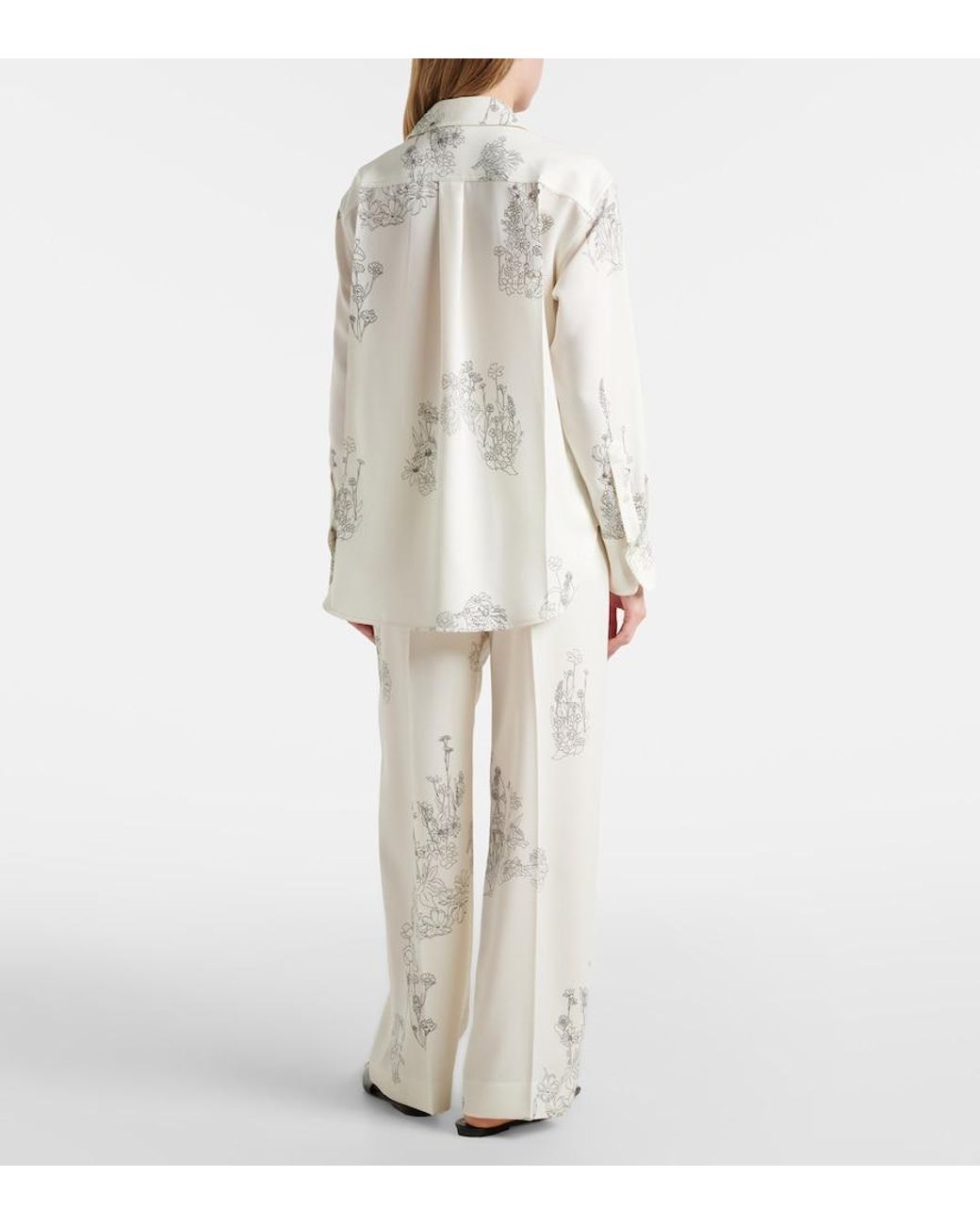 Victoria Beckham White Floral Wide-Leg Pants