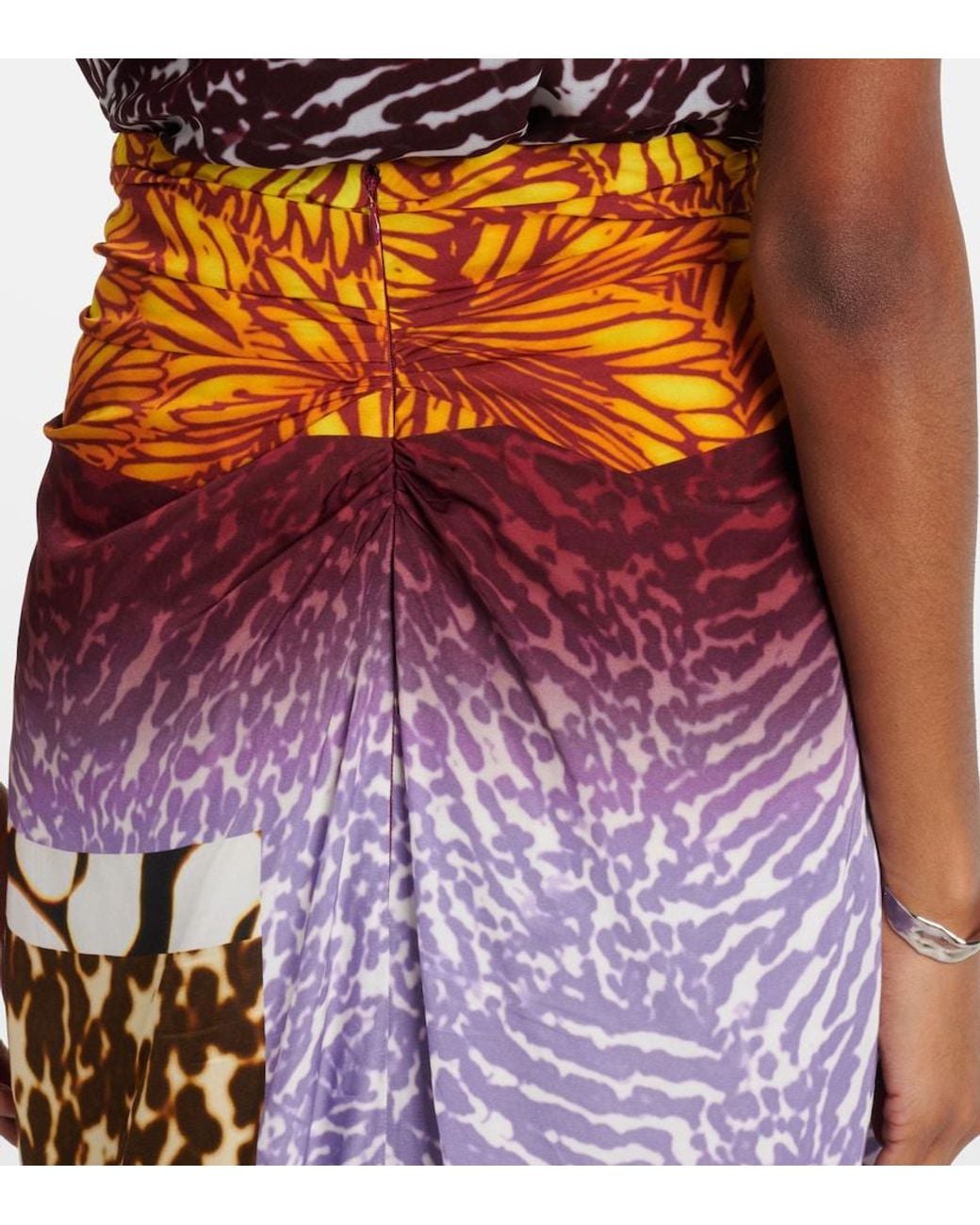 Dries Van Noten Multicolor Printed Silk Midi Skirt