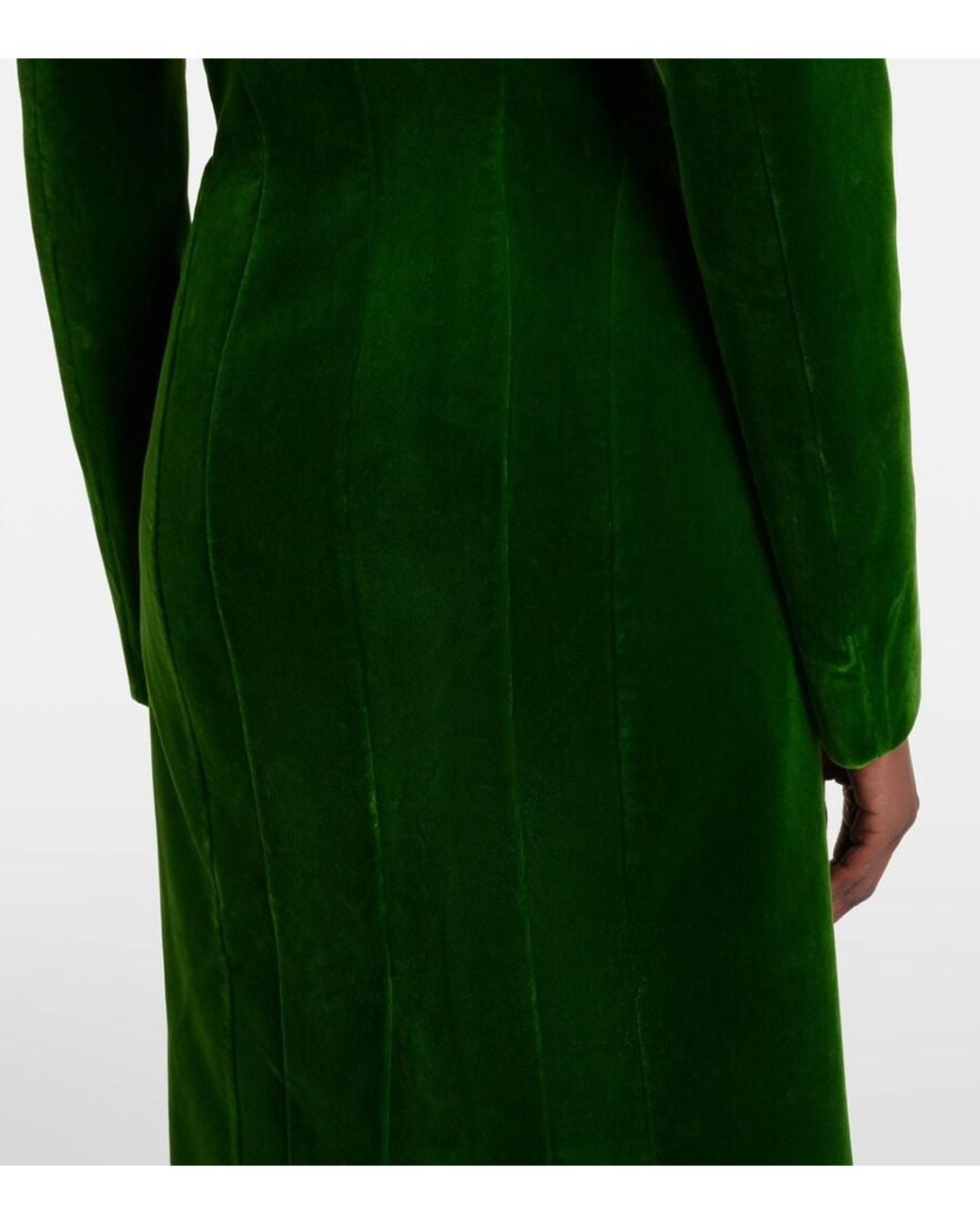Alaïa Green Double-Breasted Cotton Velvet Coat