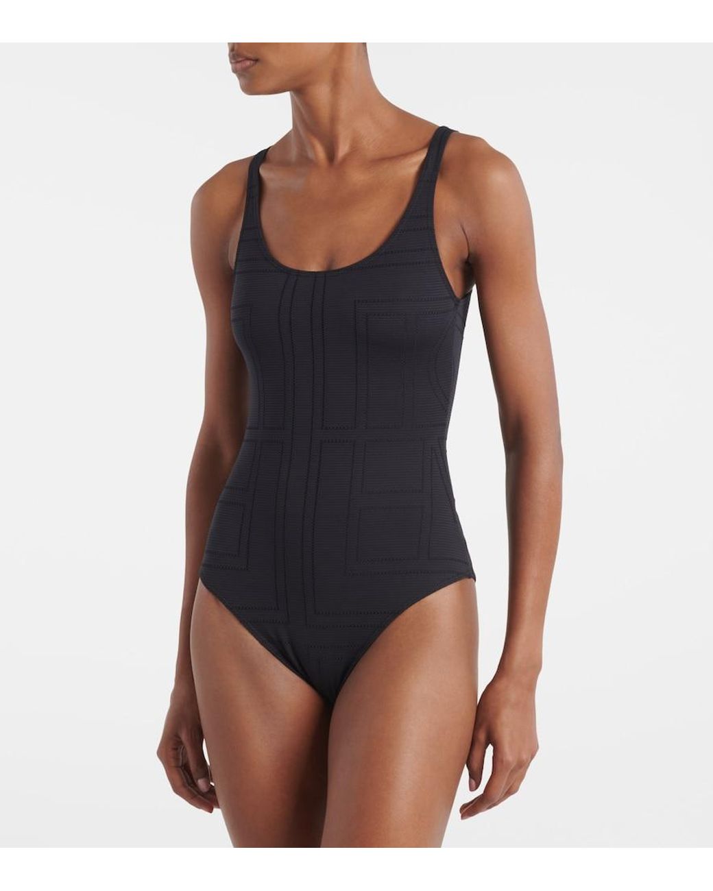 Totême Black Monogram Jersey Swimsuit