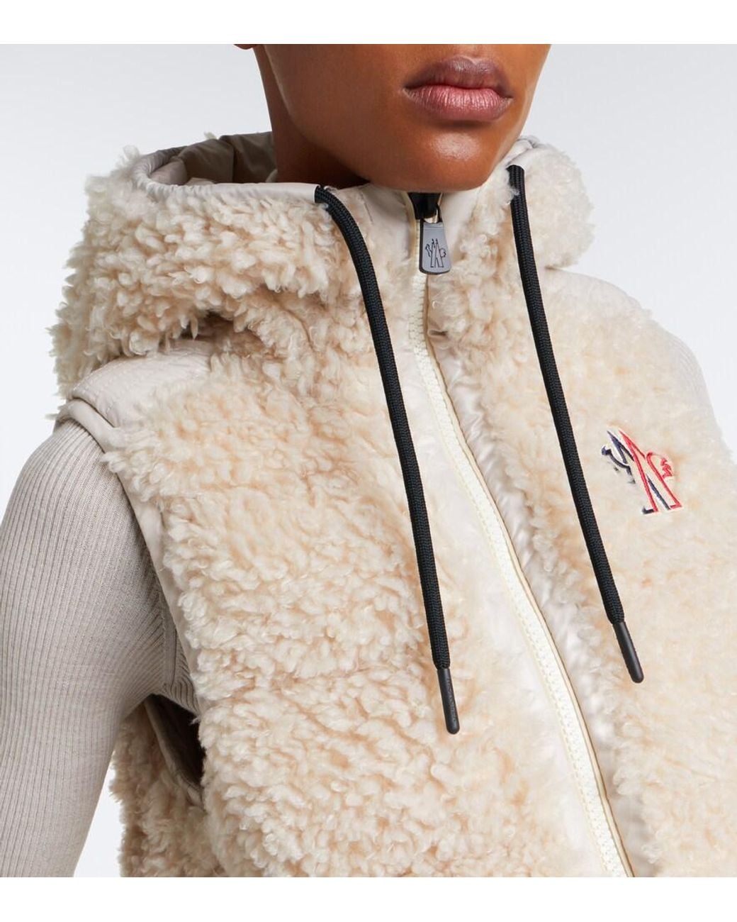 Moncler Natural Hooded Teddy Down Vest