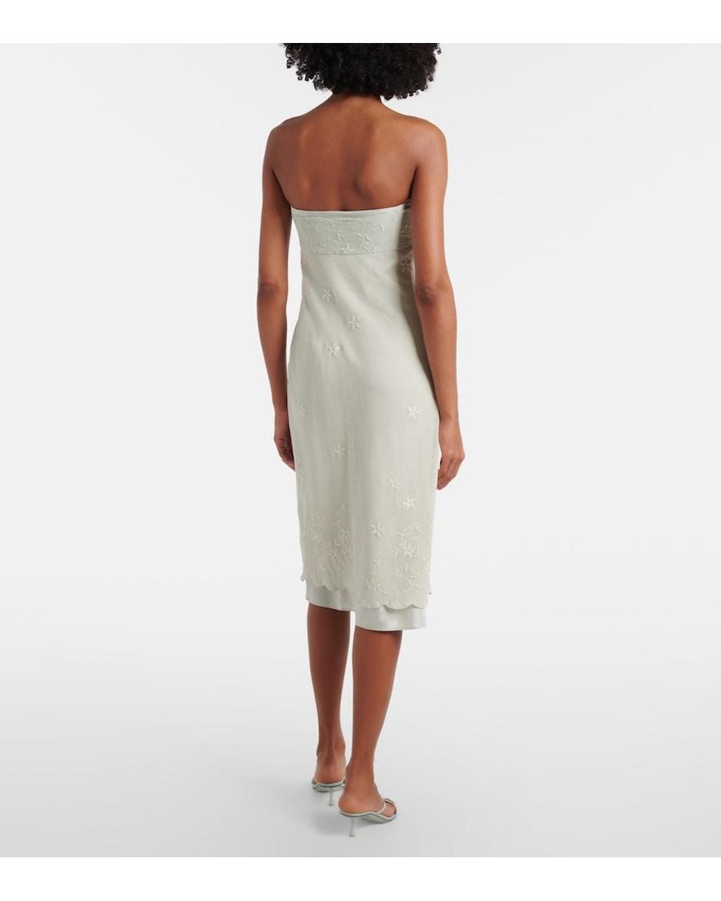 Posse White Cove Embroidered Midi Dress