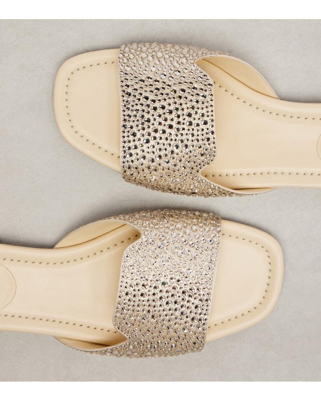 Jimmy Choo Natural Dina Embellished Satin Slides