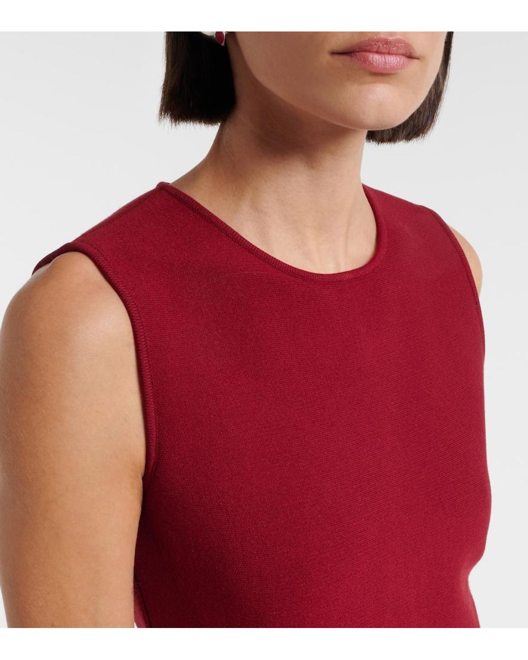 Oscar de la Renta Red Floral Knitted Minidress