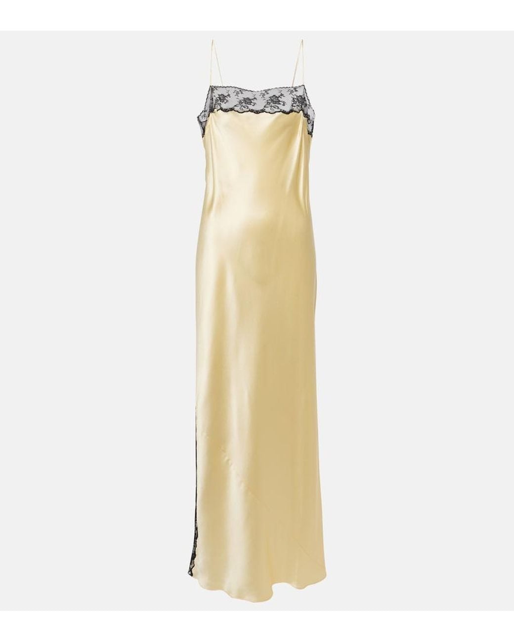 Sir Metallic Aries Lace-Trimmed Silk Slip Dress