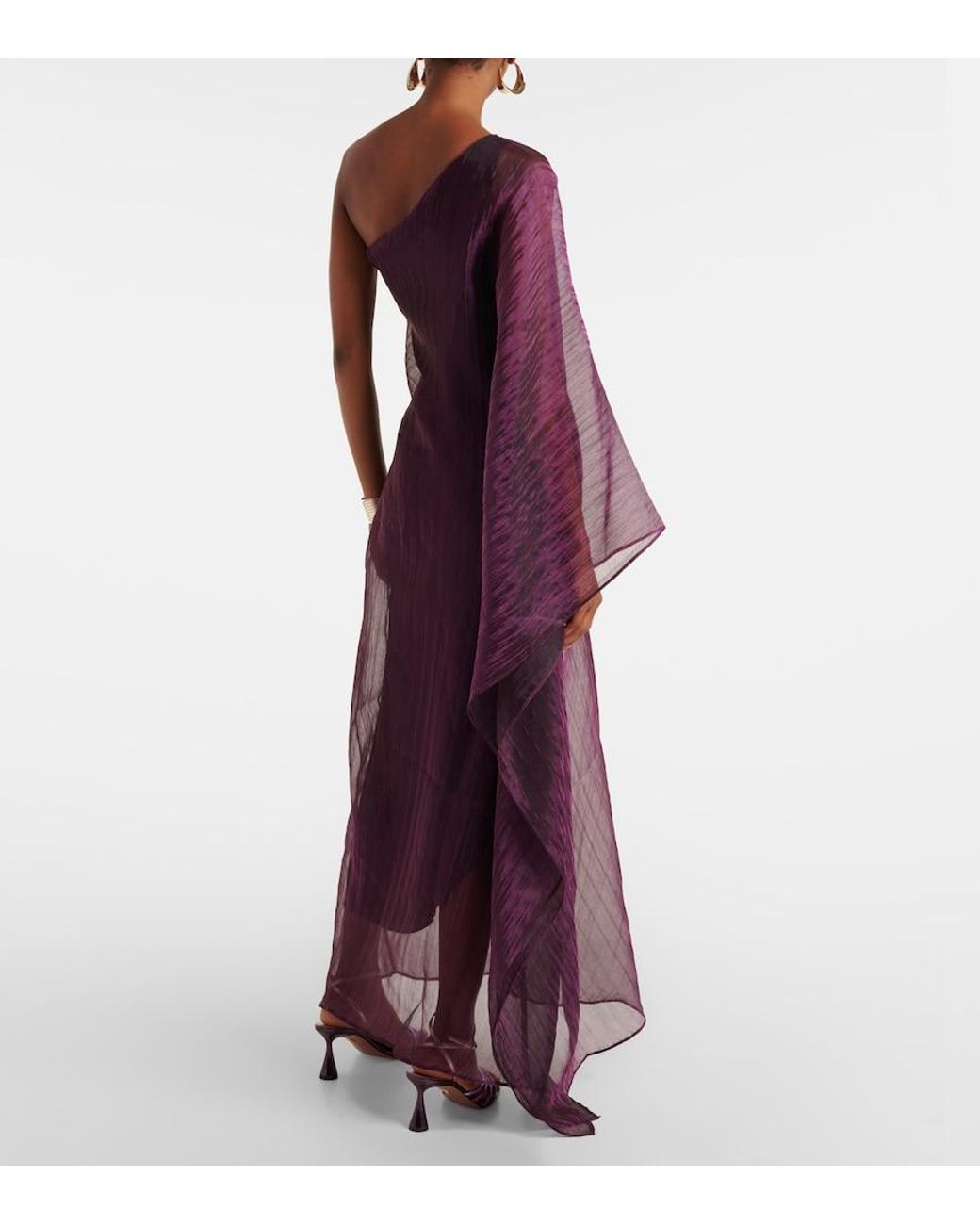 Taller Marmo Purple Betsy One-Shoulder Cady Gown