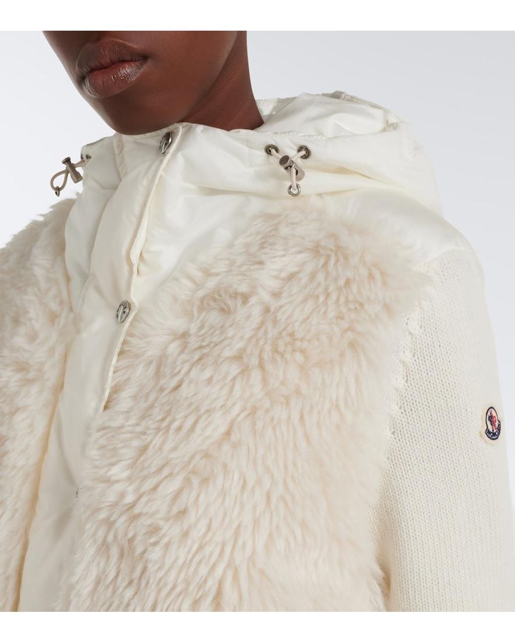 Moncler White Wool And Cashmere Down Padded Cardigan