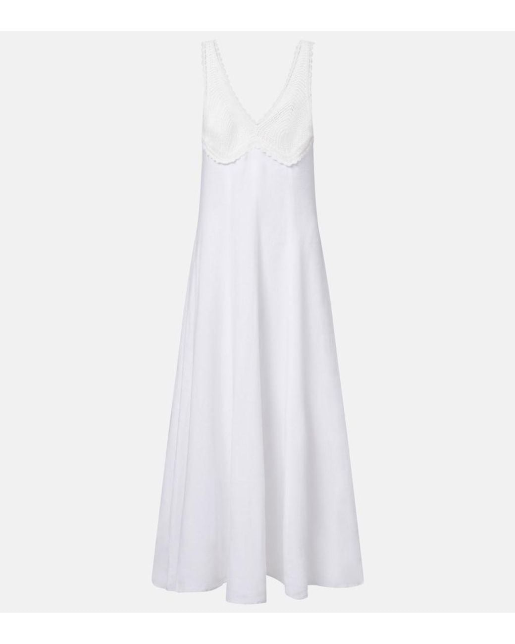 Polo Ralph Lauren White Crocheted Linen Midi Dress