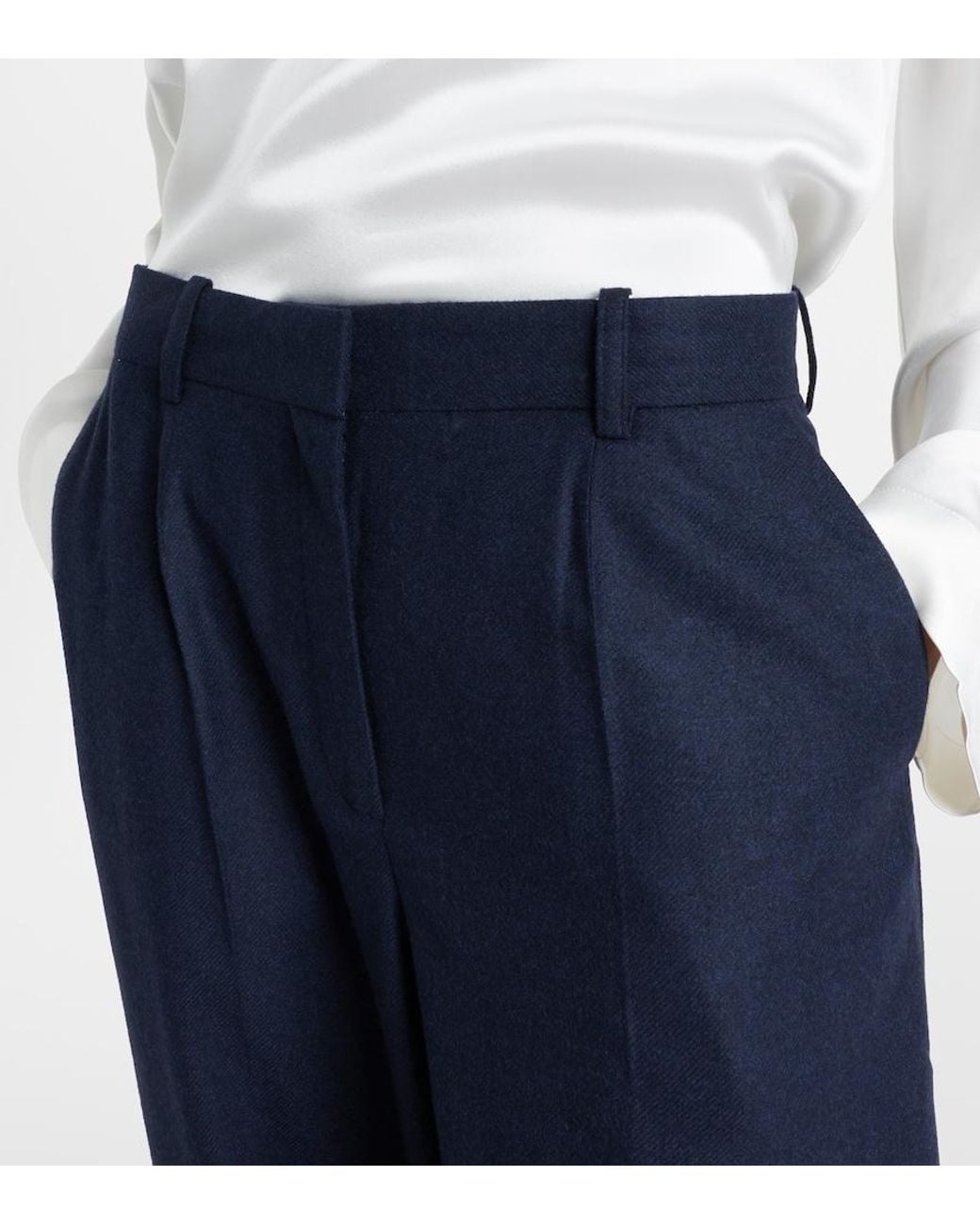 Totême  Blue Flannel Wide-Leg Pants