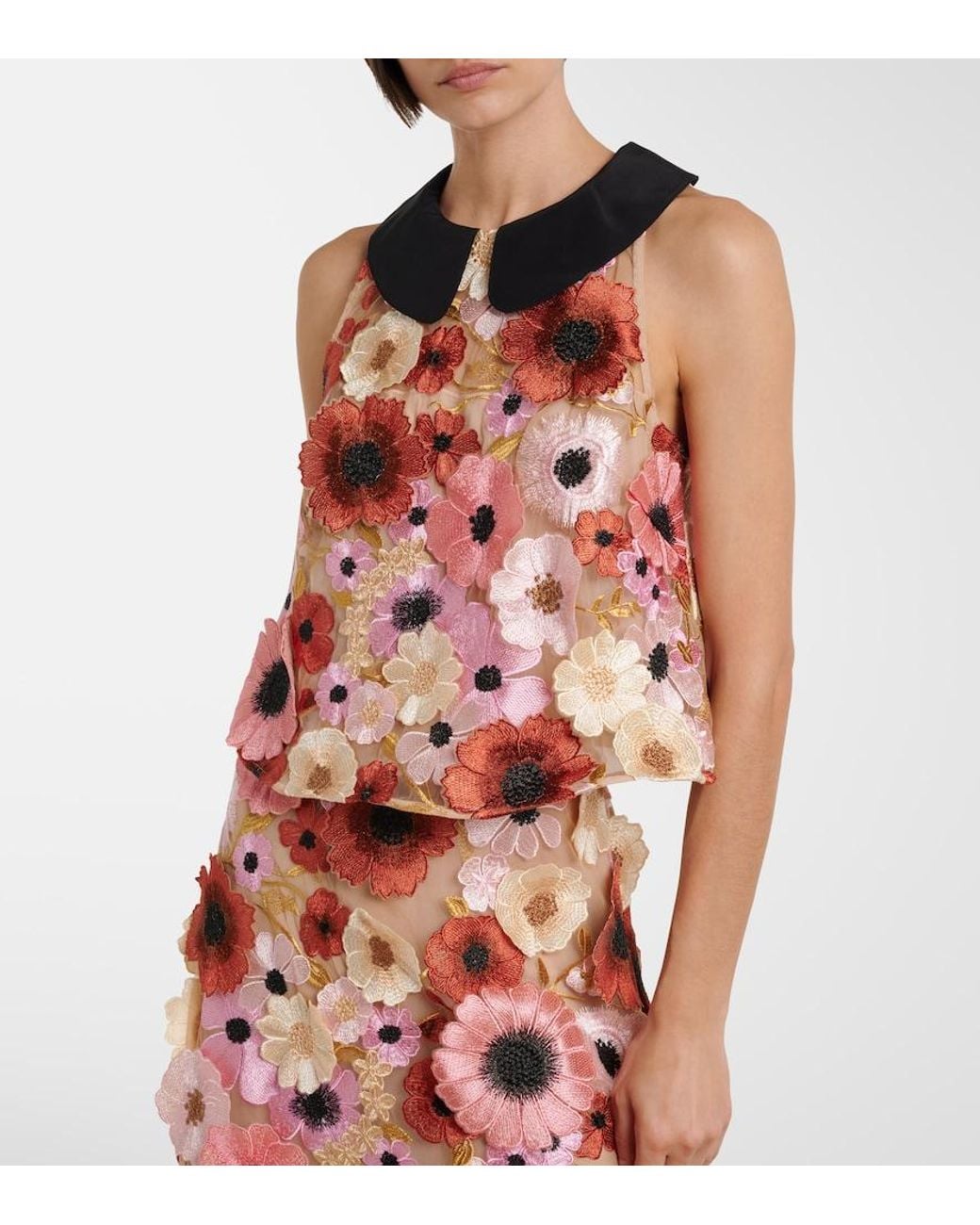 Dorothee Schumacher Pink Blooming Meadow Silk-Trimmed Top