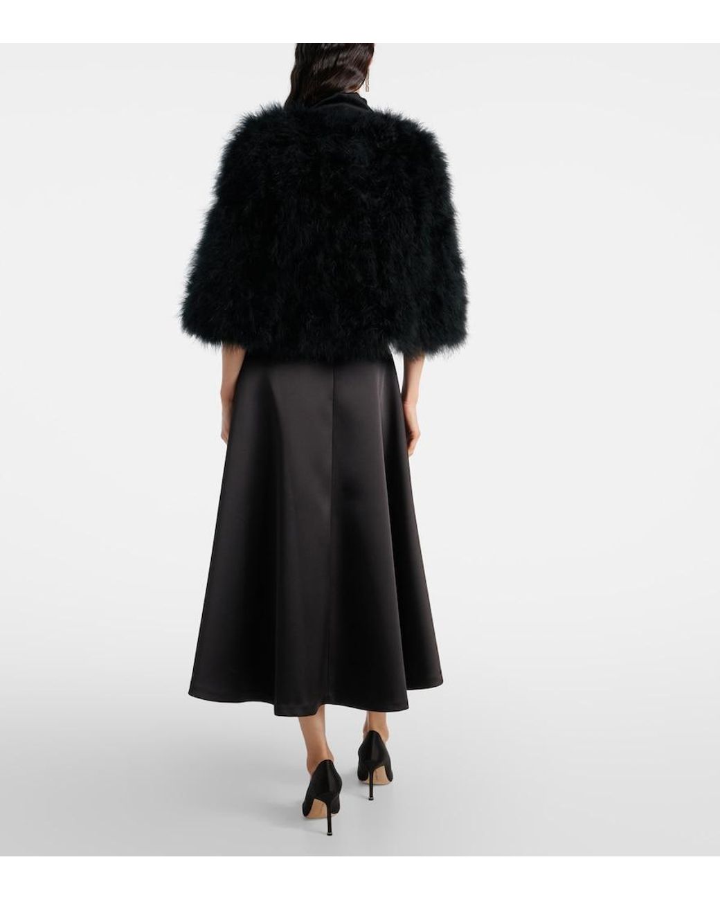 Yves Salomon Black Faux Fur Cape