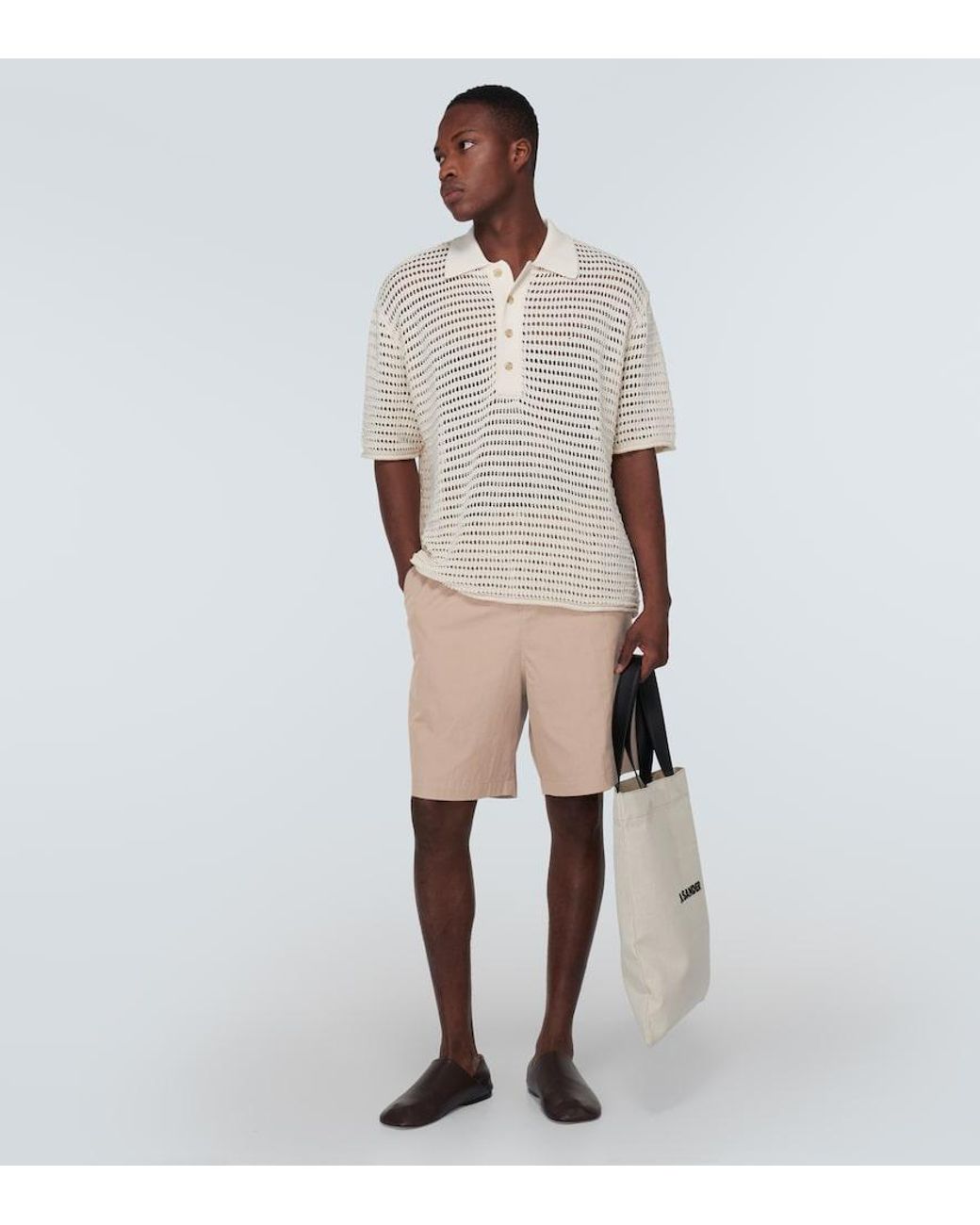 Commas Natural Cotton-Blend Shorts for men