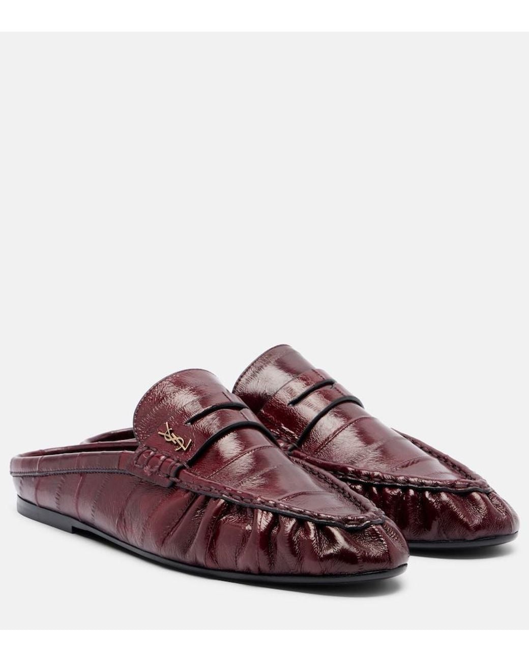 Saint Laurent Brown Le Loafer Eel Leather Mules