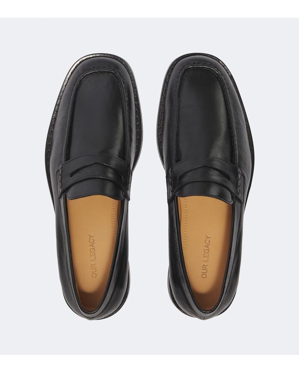 Our Legacy Black Light Leather Penny Loafers for men