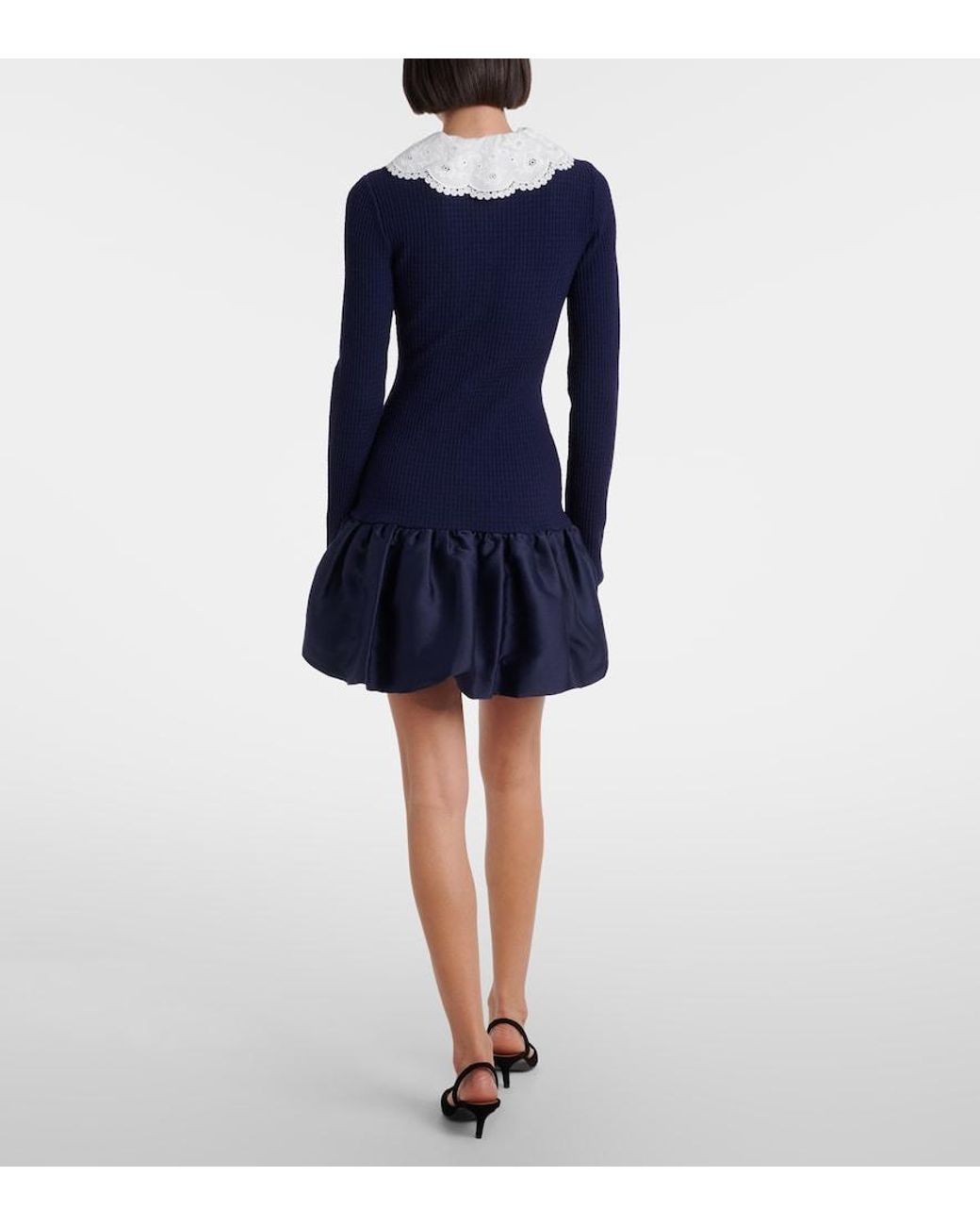 Self-Portrait Blue Waffle-Knit Minidress