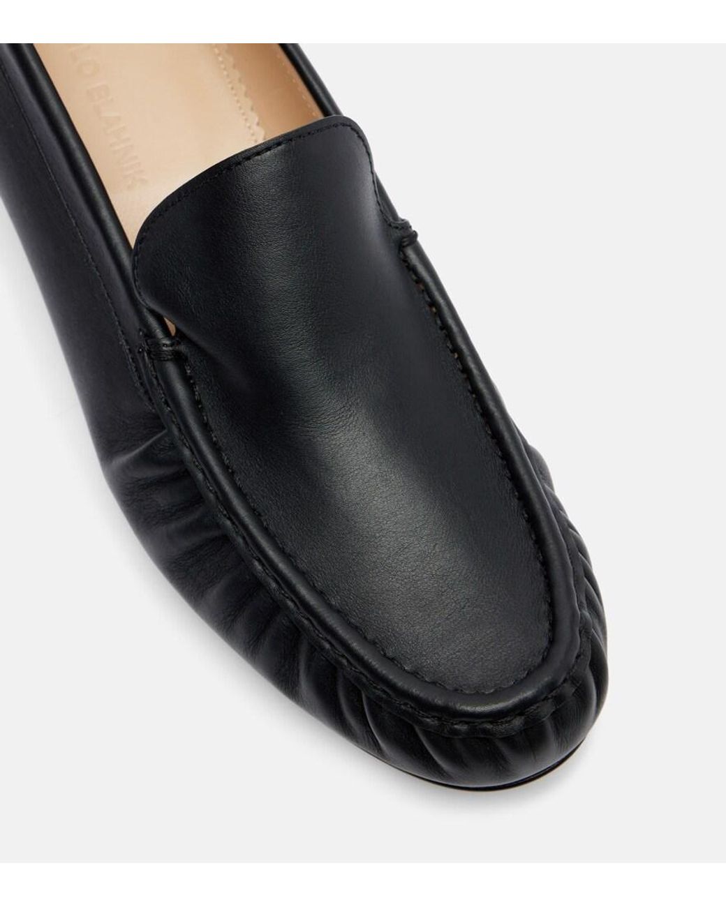 Manolo Blahnik Black Leonda Leather Loafers