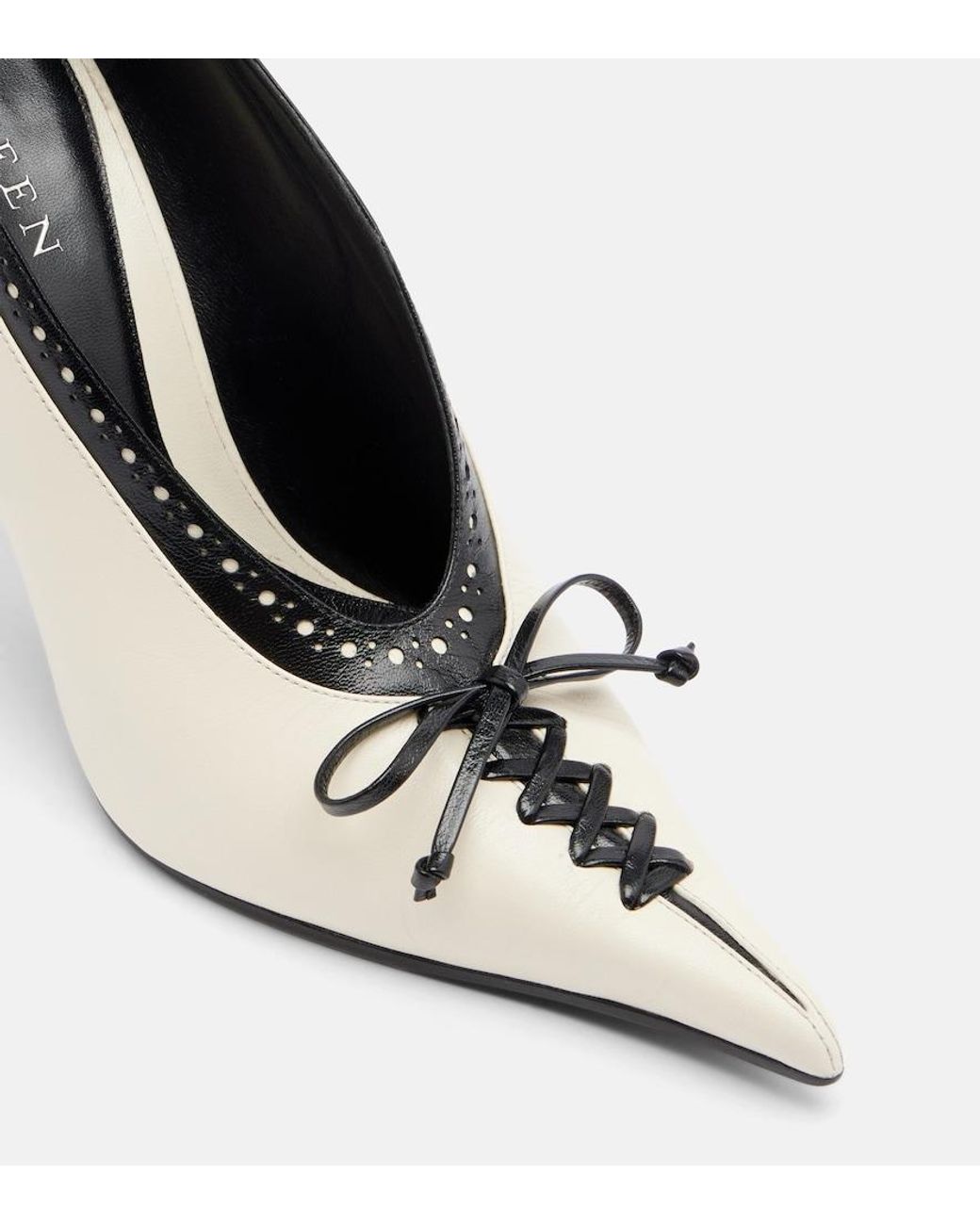 McQueen White Koko Leather Wedge Pumps
