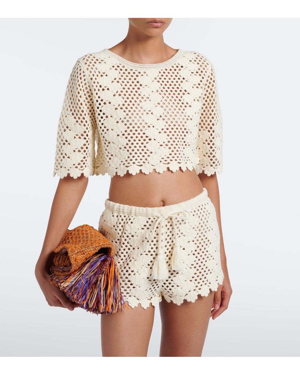Posse Natural Saskia Cropped Crochet Cotton Top