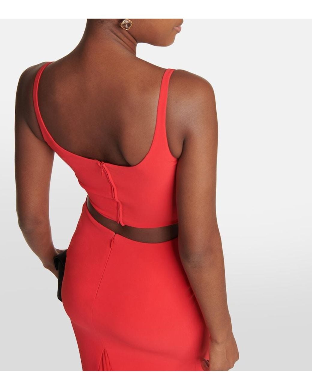 Versace Red Medusa 95' Cutout Silk Gown