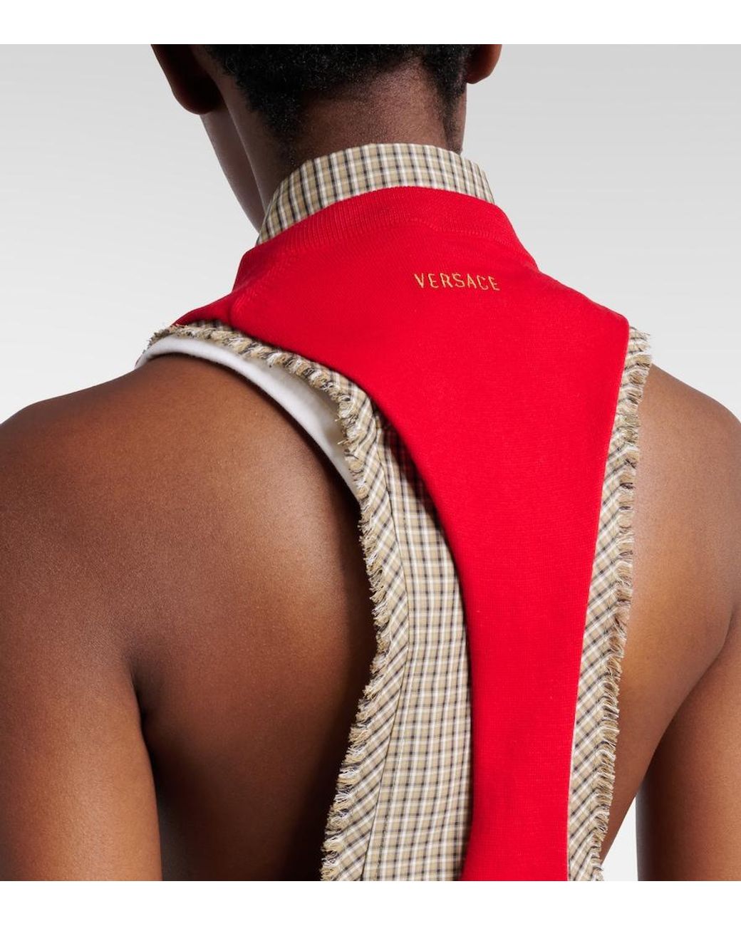 Versace Red Knitted Cotton Top