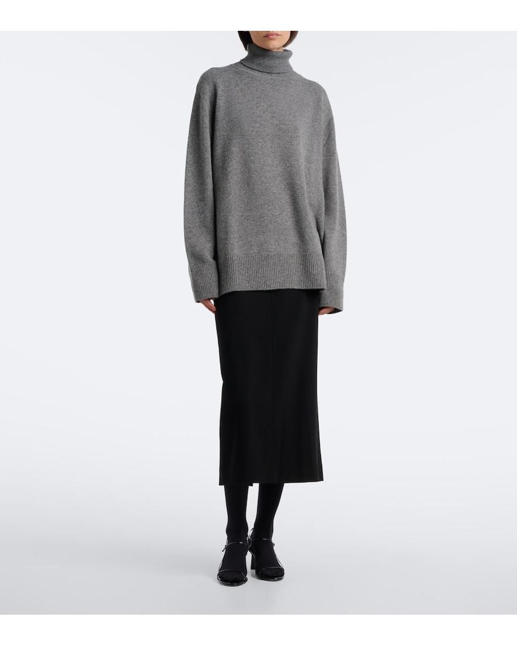 The Row Gray Stepny Wool And Cashmere Turtleneck Sweater