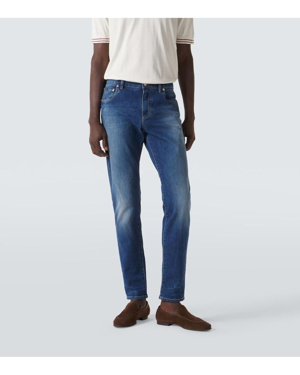 Dolce & Gabbana Blue Mid-Rise Slim Jeans for men