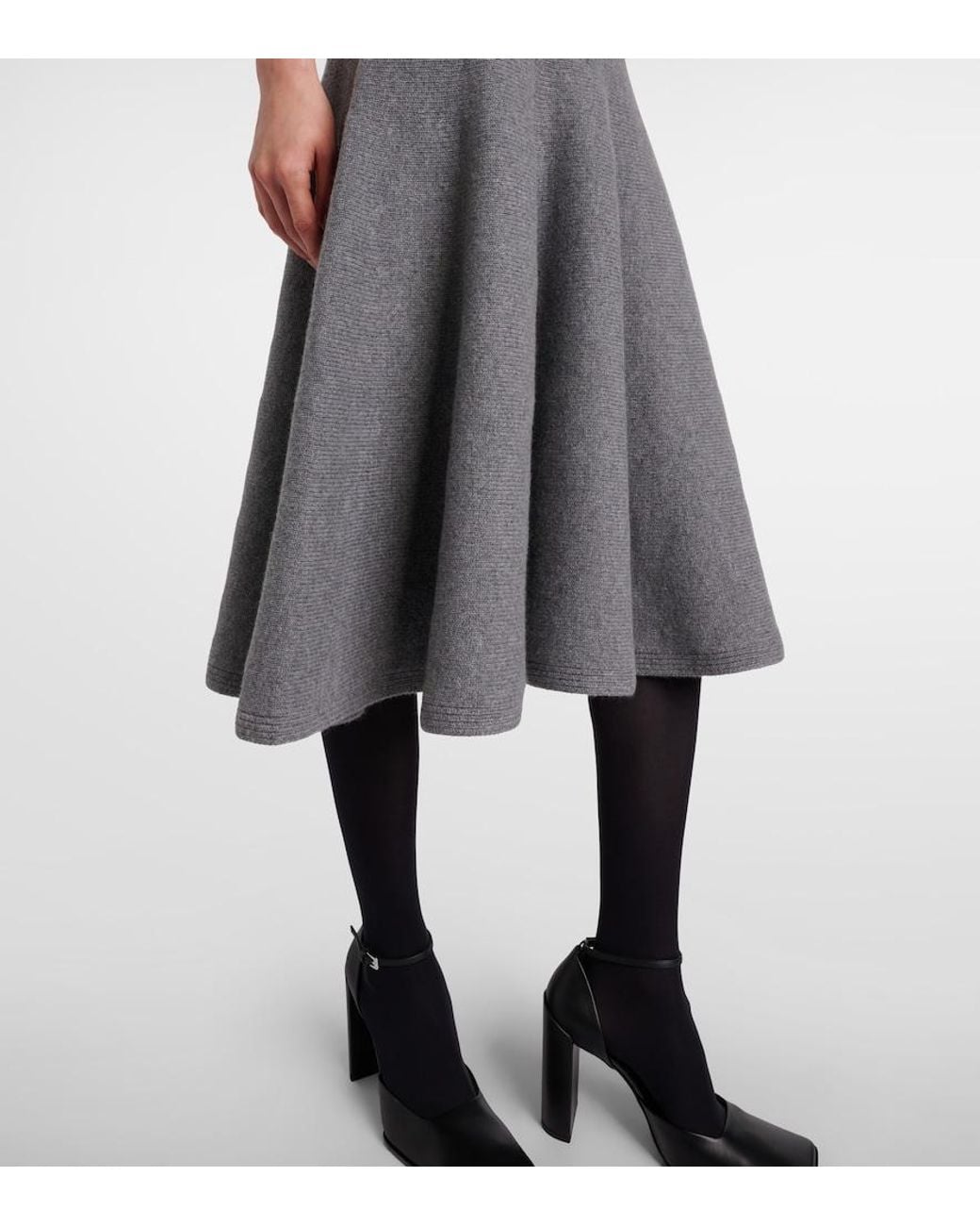 Alaïa Gray Cashmere-Blend Midi Skirt