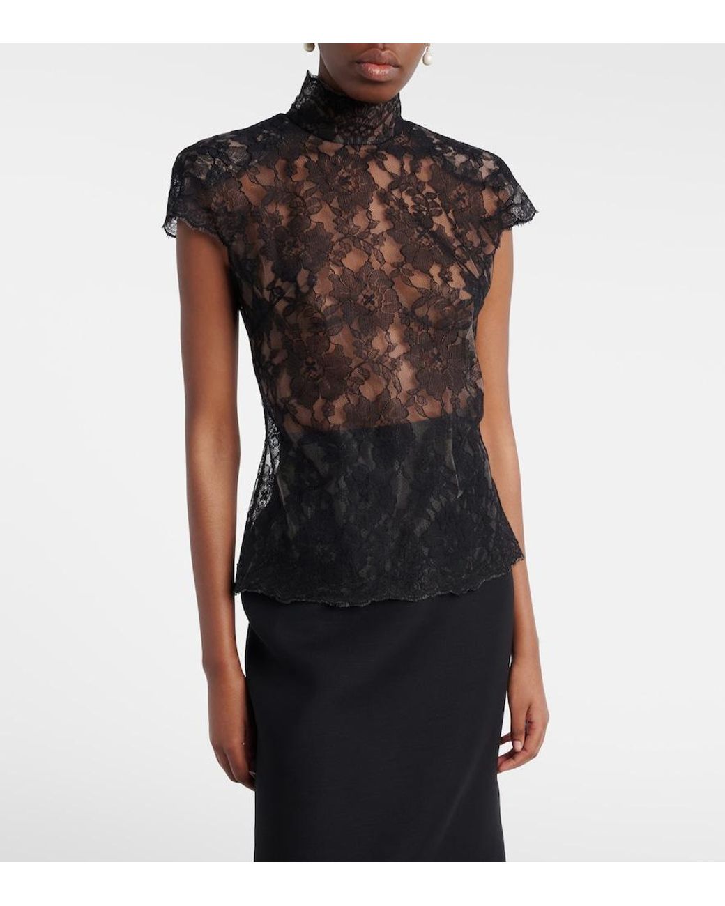 Valentino Black Cotton-Blend Top