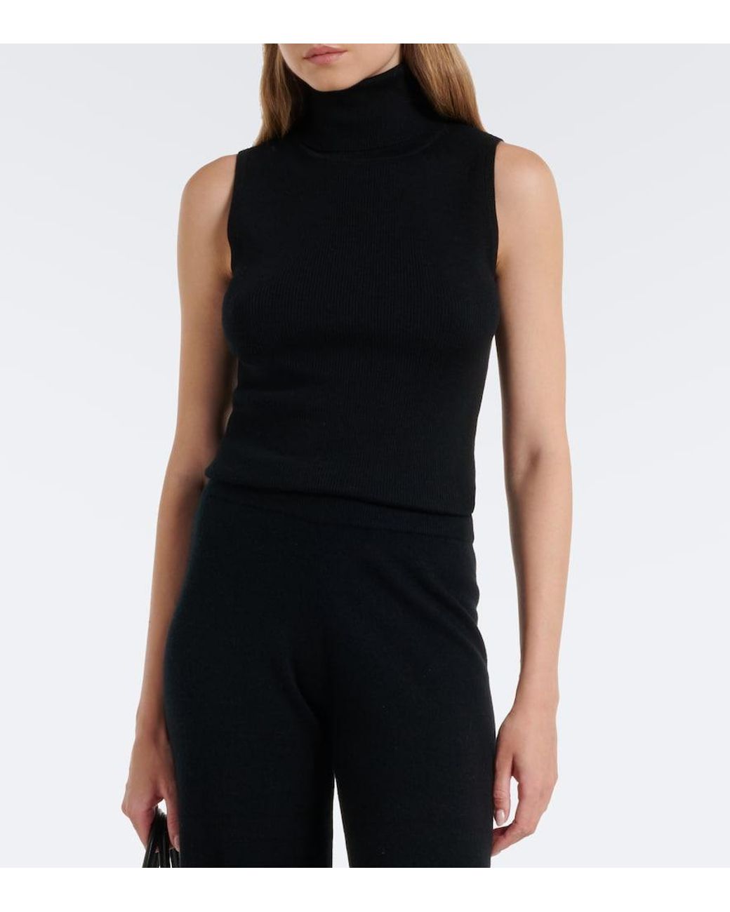 Jardin Des Orangers Black Ribbed-Knit Virgin Wool Turtleneck Top