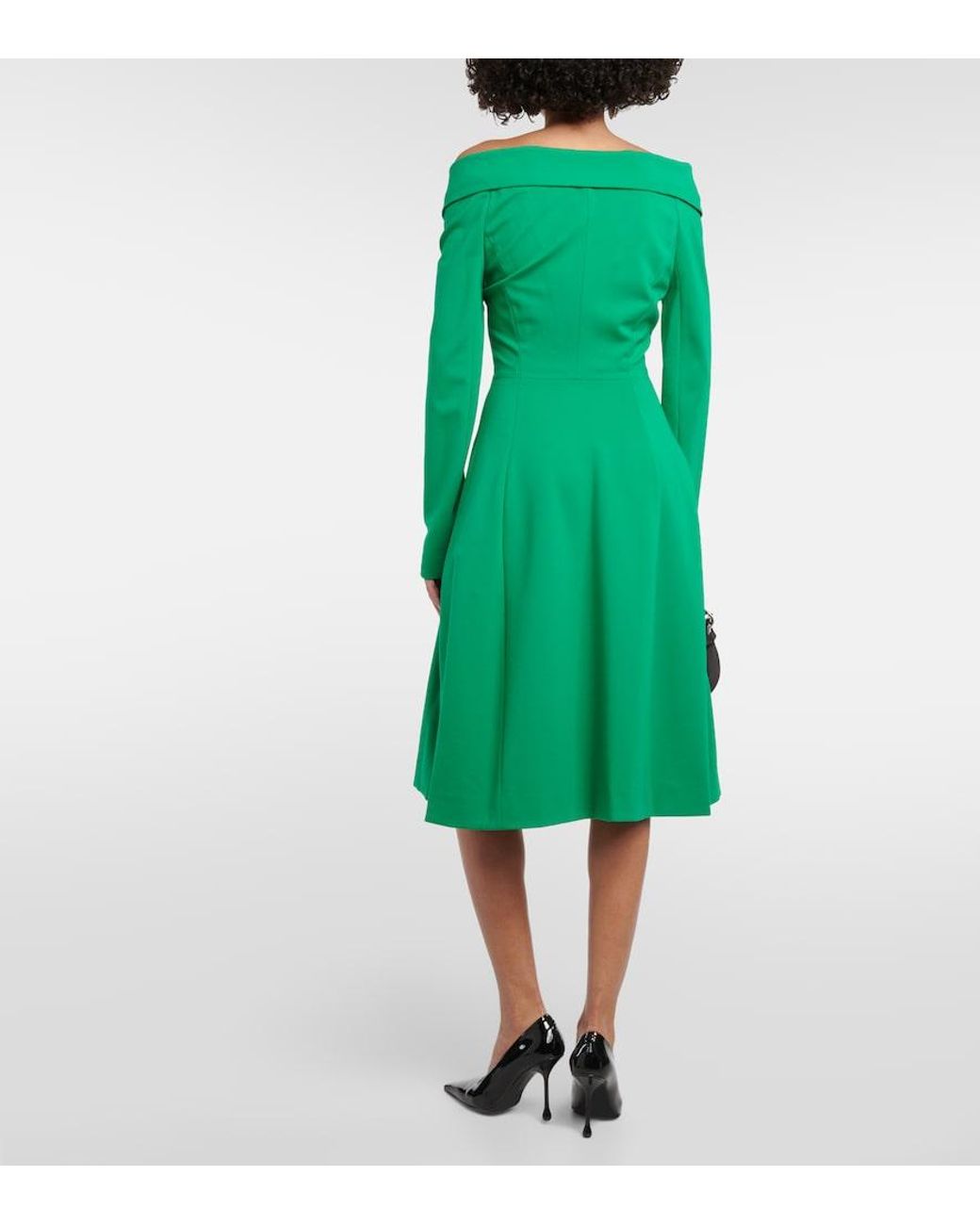 Dorothee Schumacher Green Off-Shoulder Midi Dress