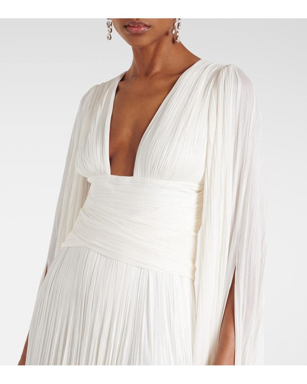 Maria Lucia Hohan White Alana B Plisse Silk Maxi Dress