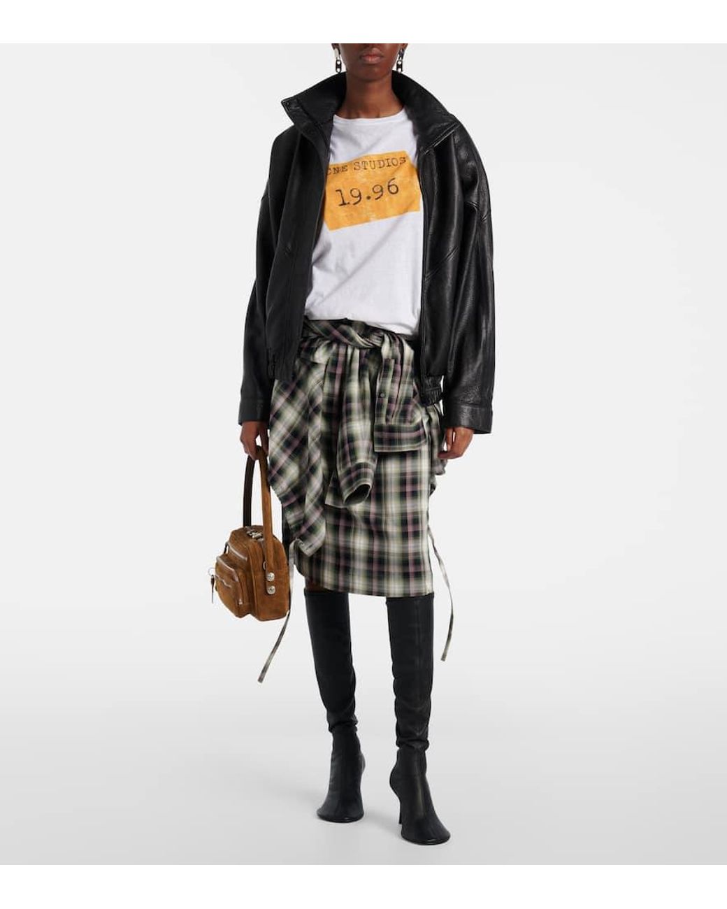 Acne Brown Schultertasche Camero Party Aus Veloursleder