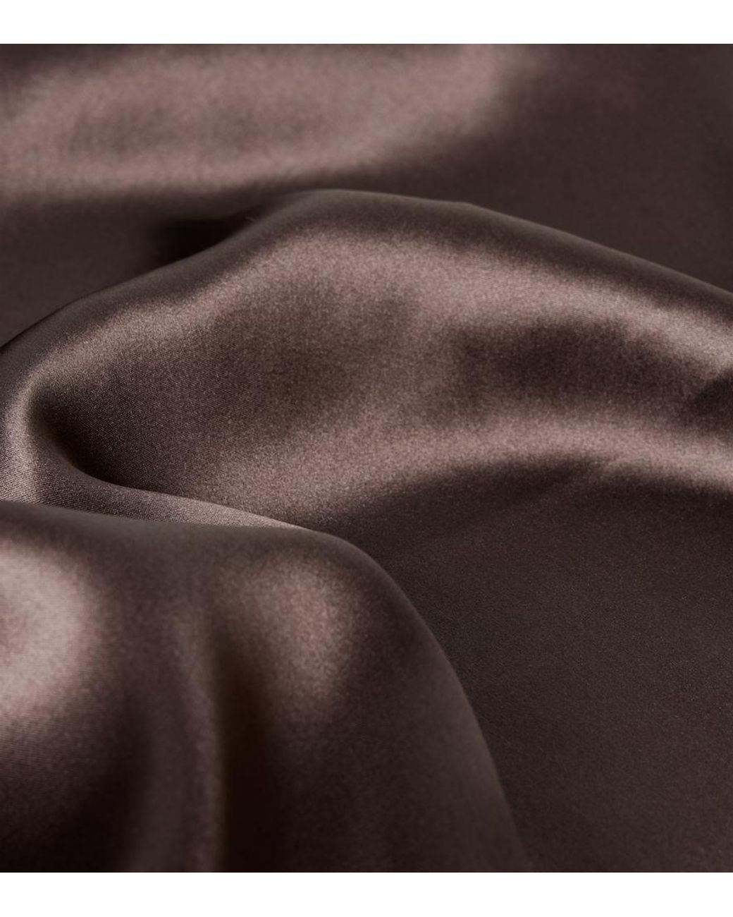 Magda Butrym Brown Lace-Trimmed Silk Satin Scarf