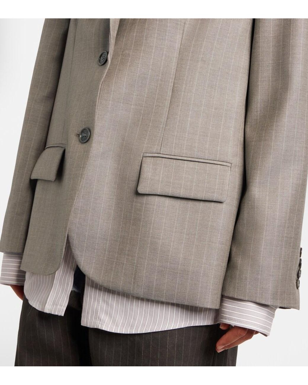 Acne Gray Striped Wool Jacket
