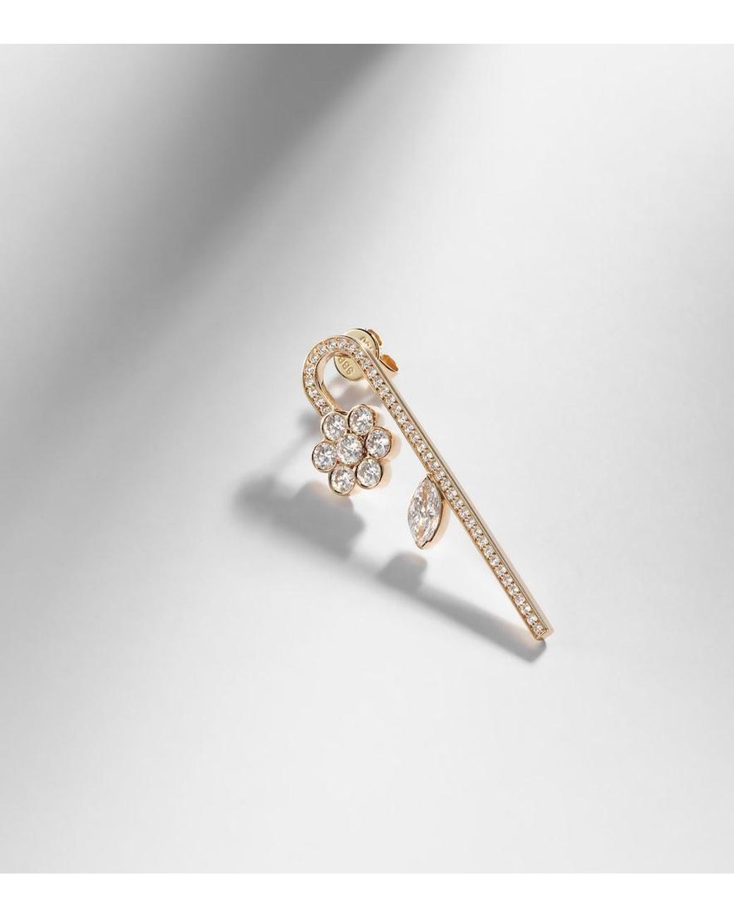 Sophie Bille Brahe White Tournesol 18Kt Earring With Diamonds