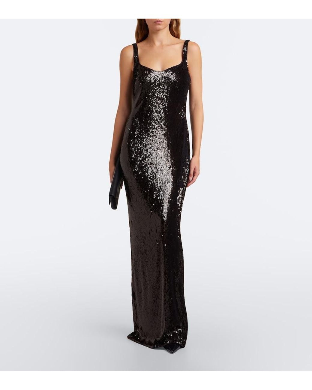 Balmain Black Sequined Gown