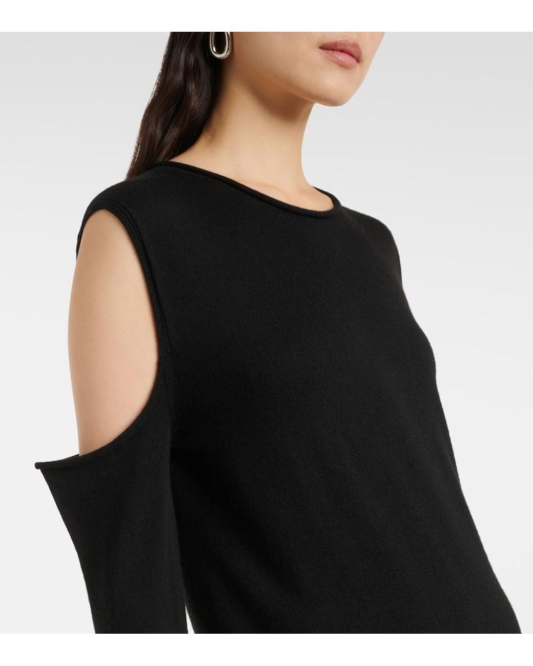 Rick Owens Black Caped Wool Maxi Dress