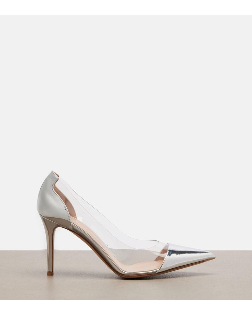Gianvito Rossi White Plexi Mirrored Leather And Tpu Pumps