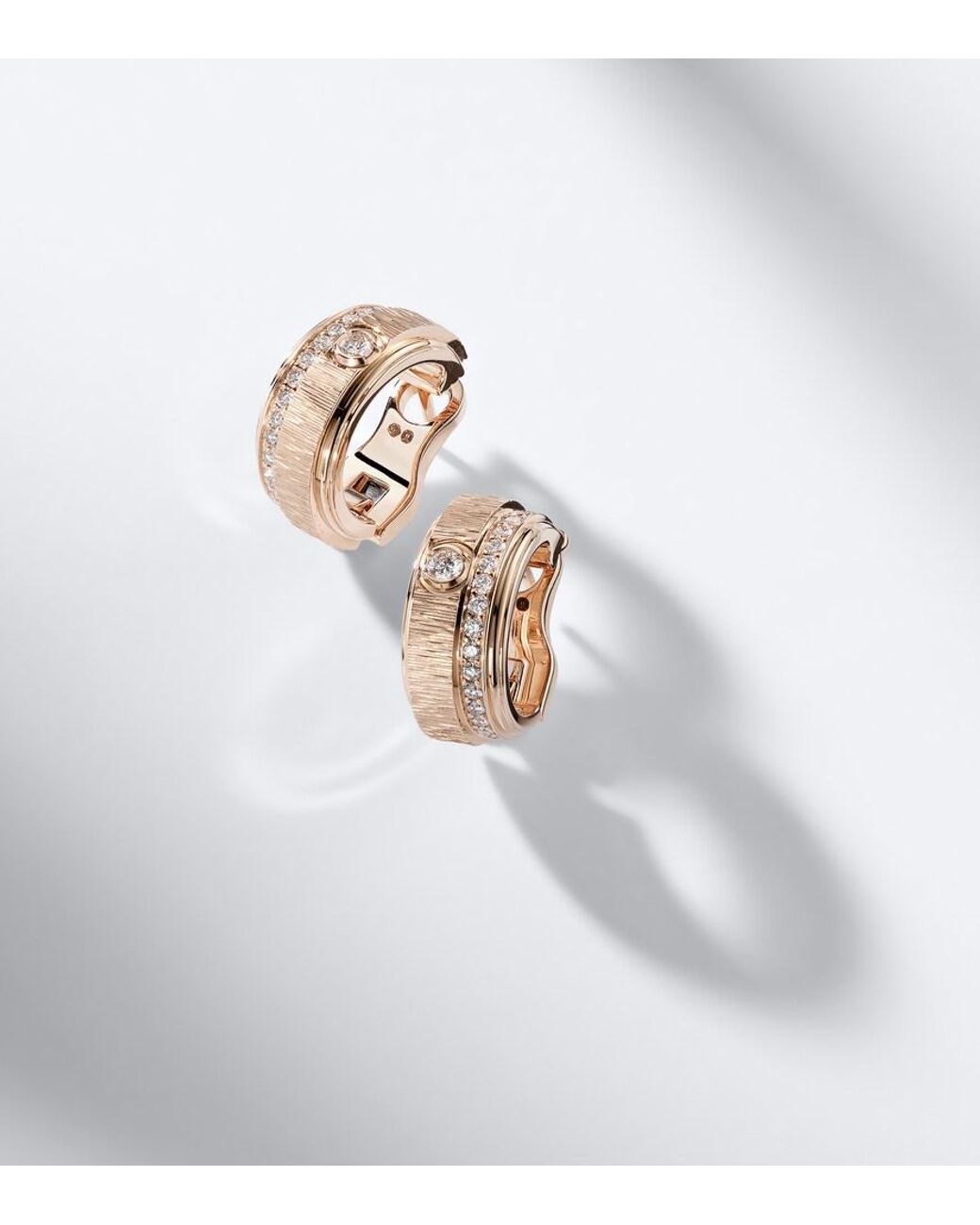 Piaget White Possession Decor Palace 18Kt Rose Hoop Earrings With Diamonds