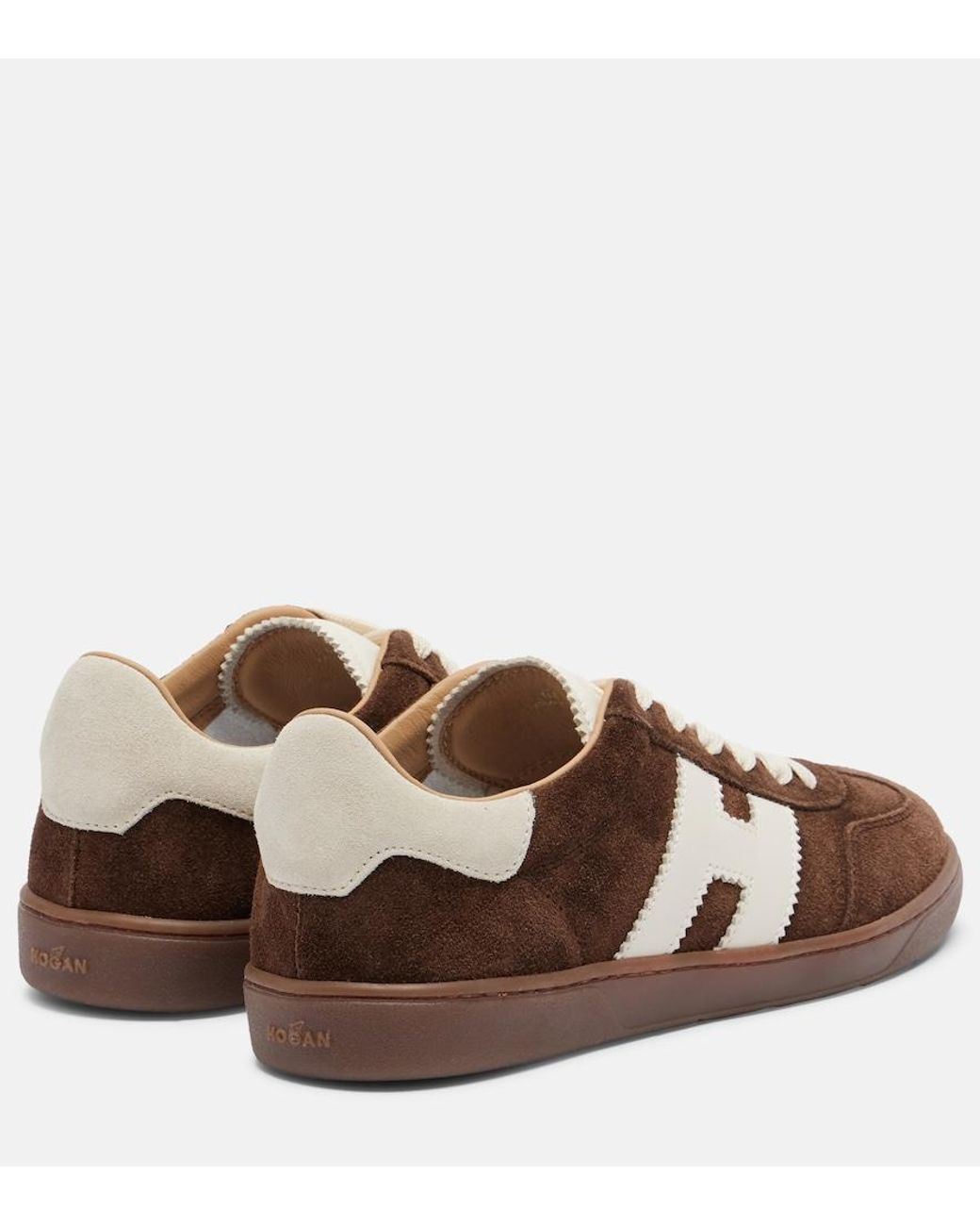 Hogan Brown H647 Leather-Trimmed Suede Sneakers